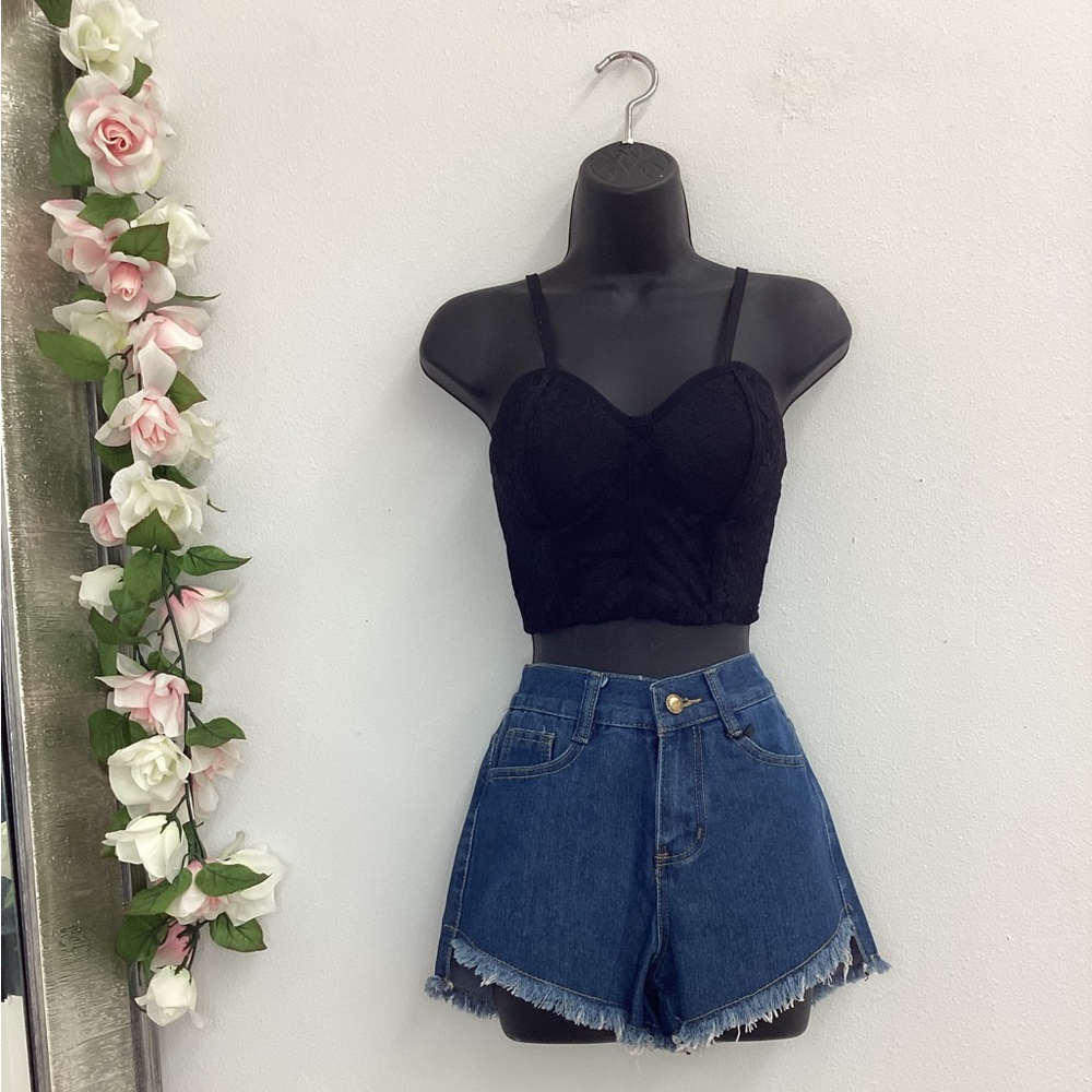 Darla sheer floral lace bralette black